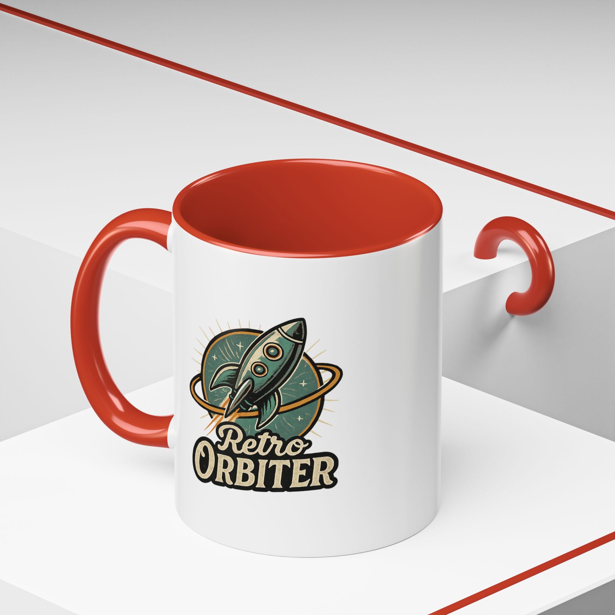 Retro Orbiter mug with Text 'Keep an Open Mind' (11 oz)