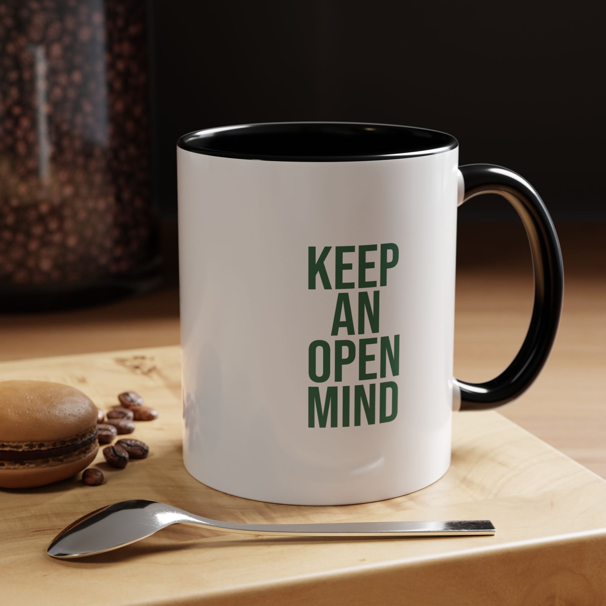 Retro Orbiter mug with Text 'Keep an Open Mind' (11 oz)