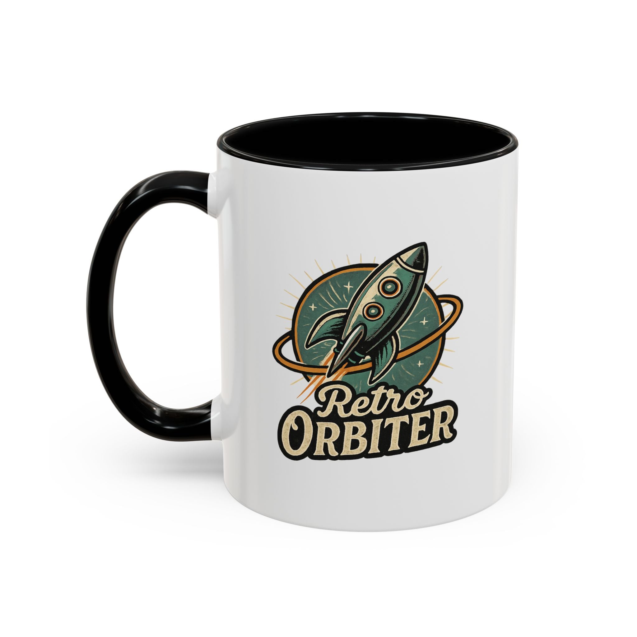 Retro Orbiter mug with Text 'Keep an Open Mind' (11 oz)