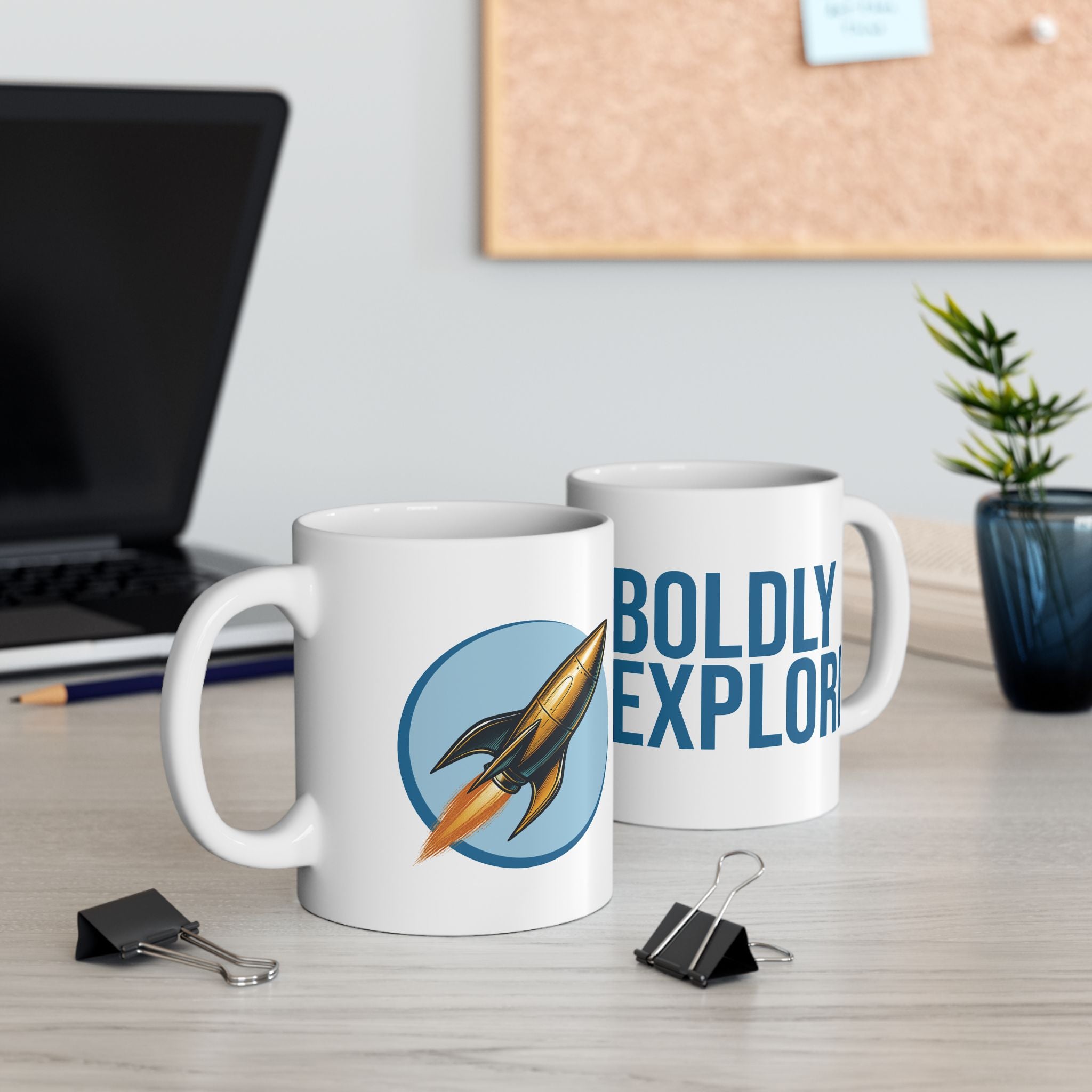 Mug - Retro Rocket Motivational Ceramic Mug (11oz,)