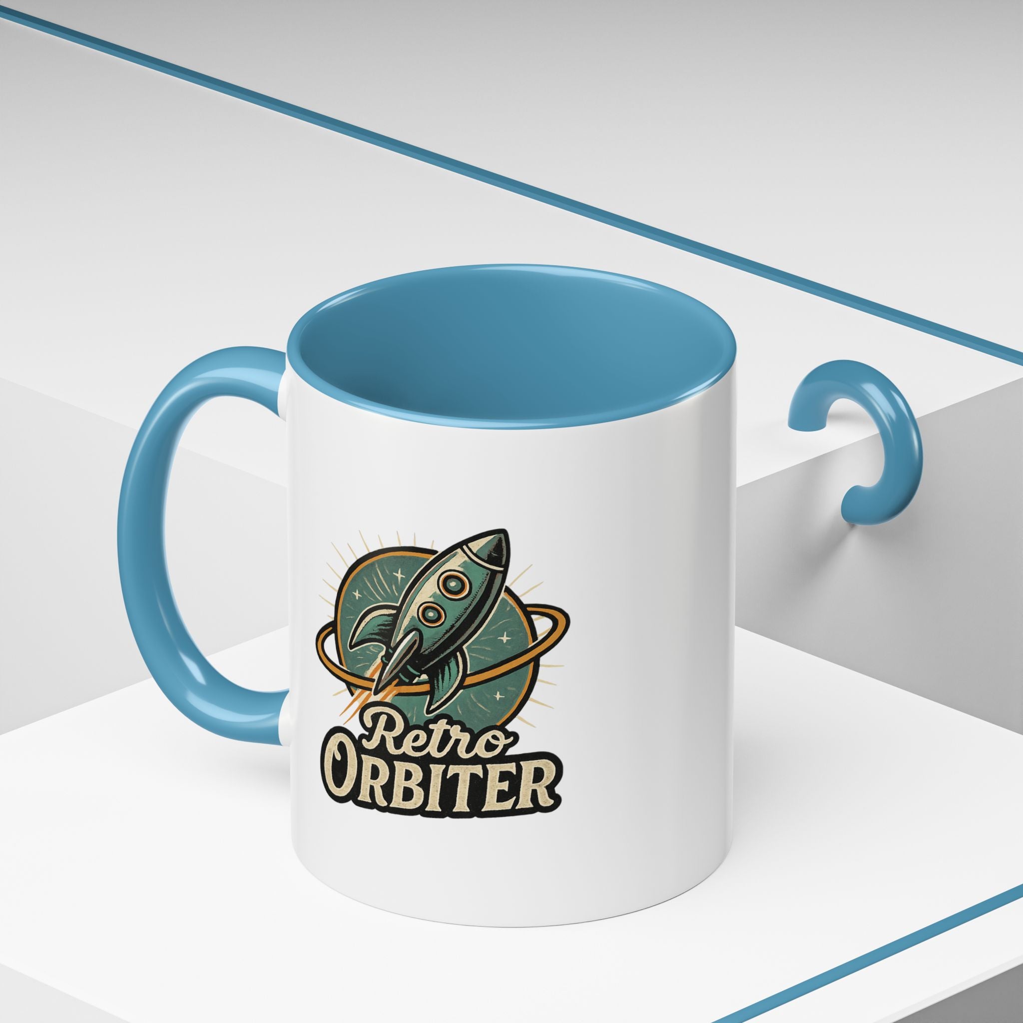 Retro Orbiter mug with Text 'Keep an Open Mind' (11 oz)