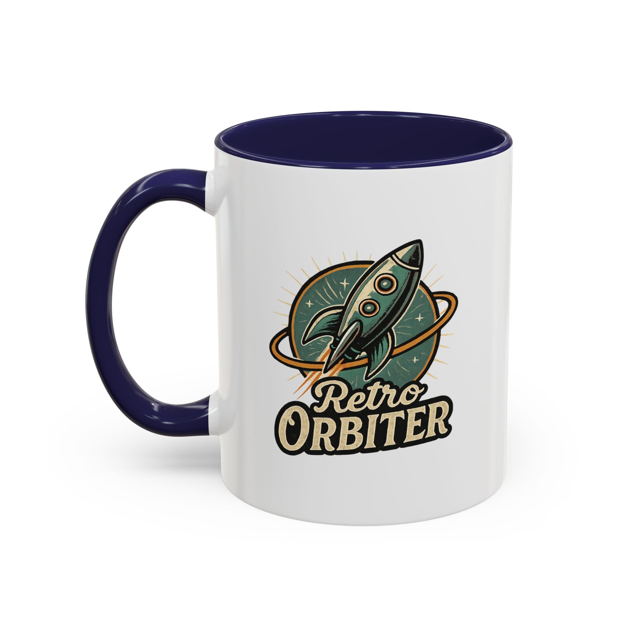 Retro Orbiter mug with Text 'Keep an Open Mind' (11 oz)