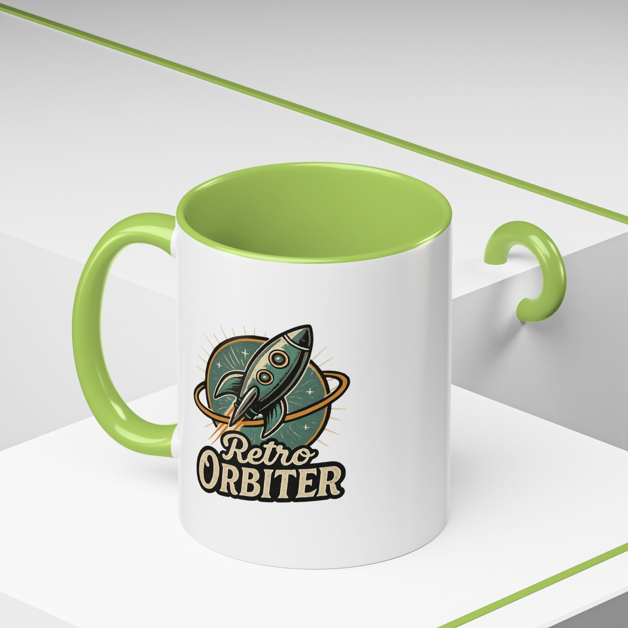 Retro Orbiter mug with Text 'Keep an Open Mind' (11 oz)