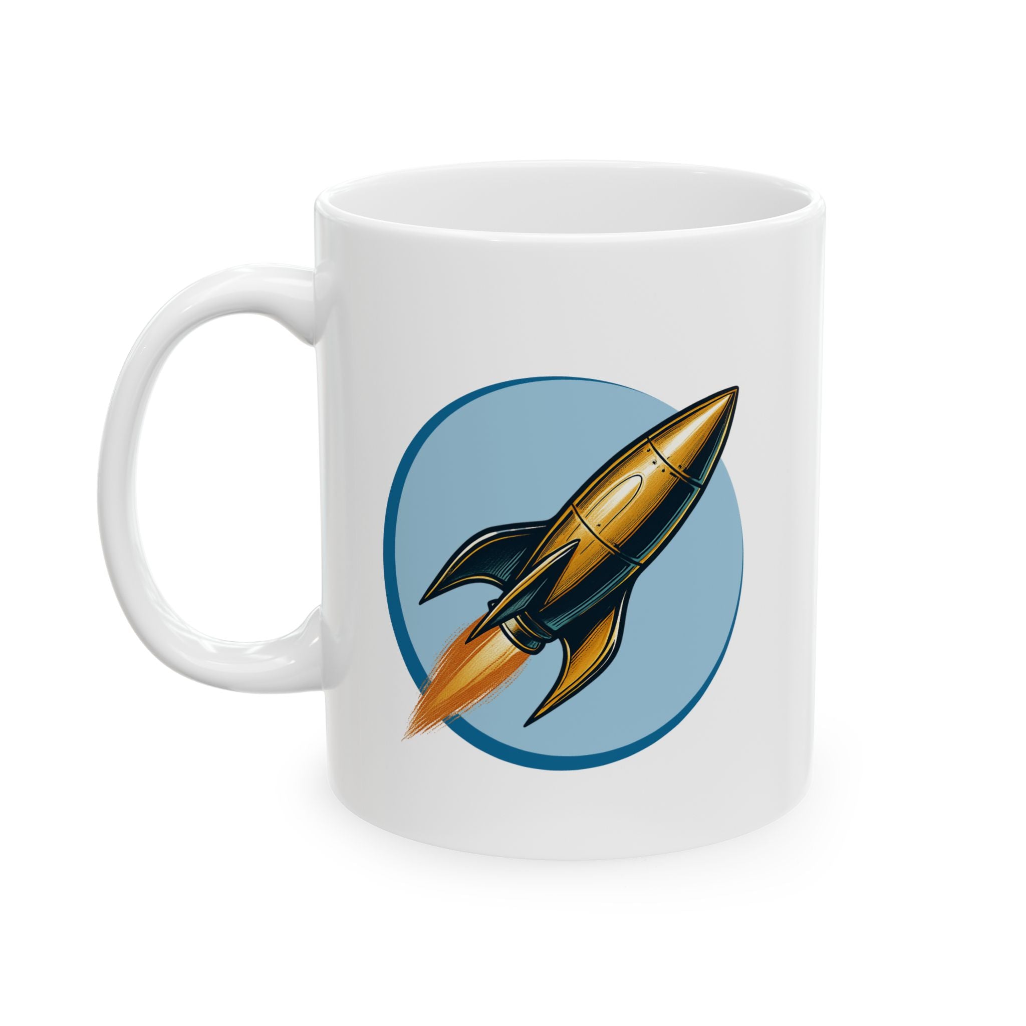 Mug - Retro Rocket Motivational Ceramic Mug (11oz,)