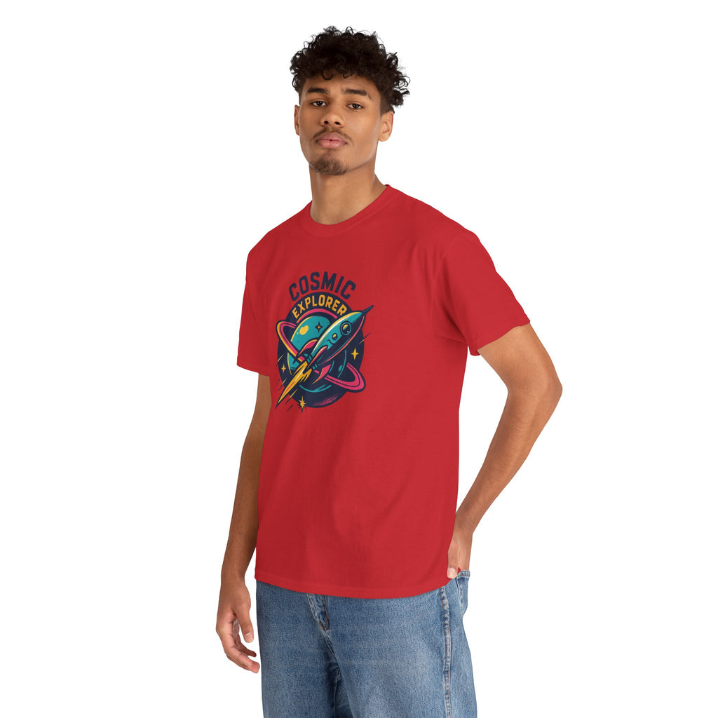 Graphic Tee | Cosmic Explorer | Retro Rocket in Orbit