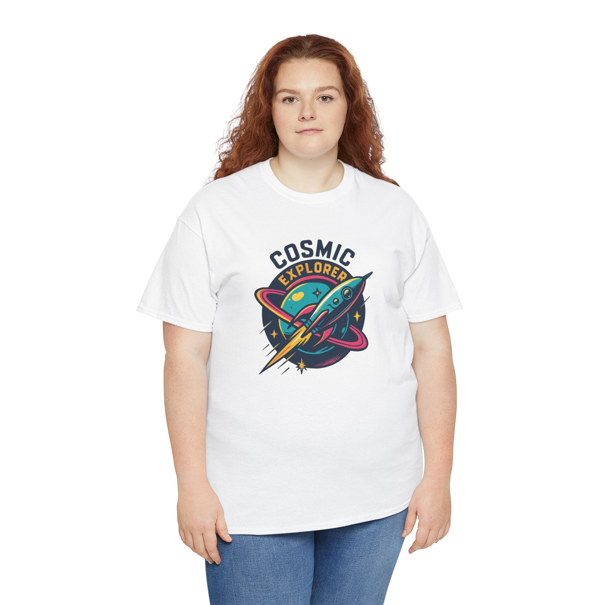 Graphic Tee | Cosmic Explorer | Retro Rocket in Orbit